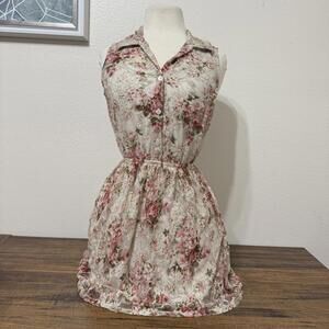 Wet Seal Floral Sleeveless Lace Dress Small